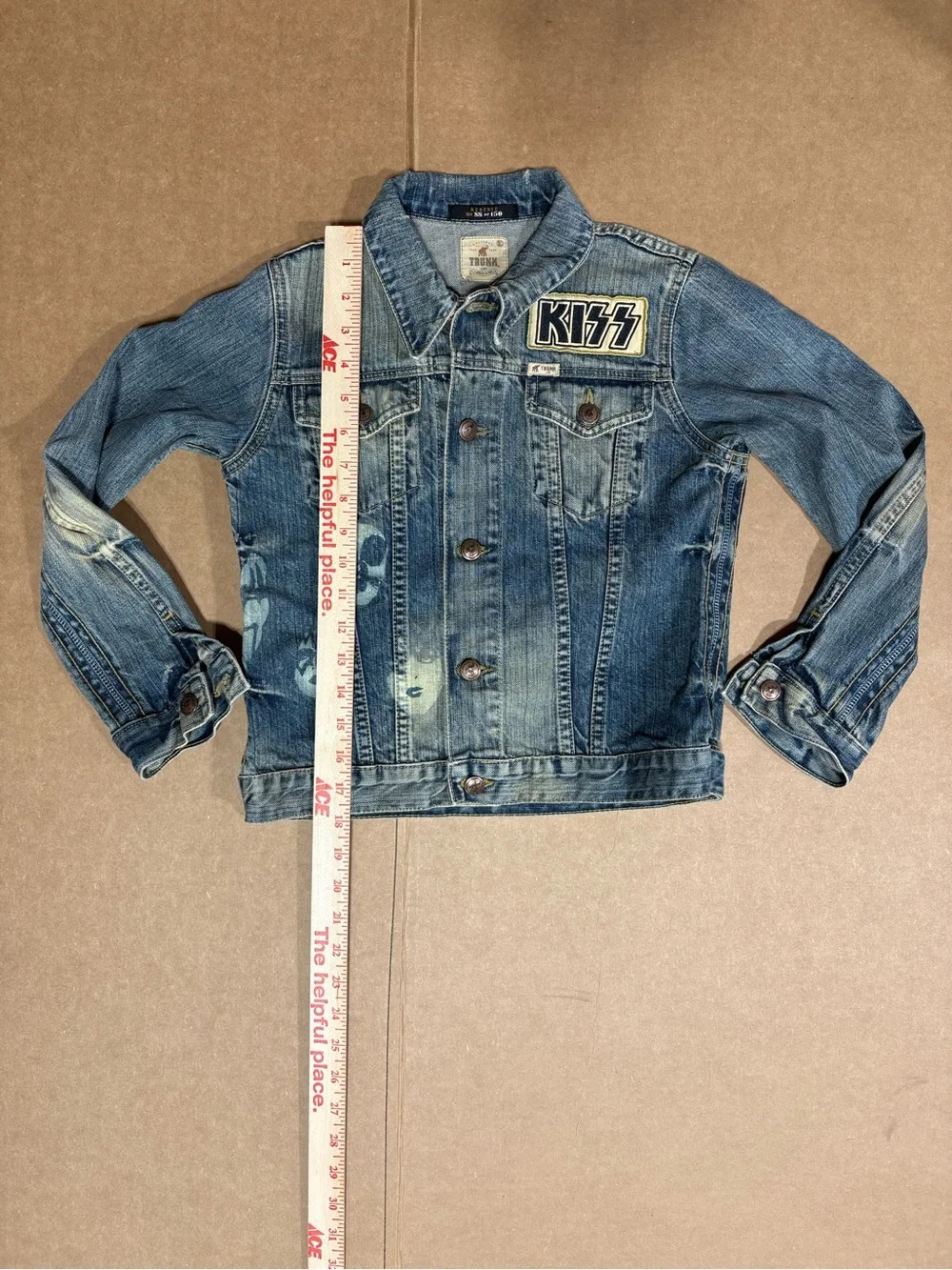 VTG 2005 Trunk Ltd Kiss Denim Jacket Reserve 88/150 Kids XL 16 P2P 1977 Graphic